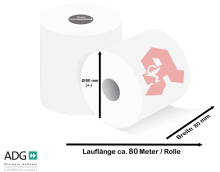 Preview: Thermorollen 80 mm x 80 m x 12 mm mit rotem Apotheken-A, 5er Pack - PZN 5321690*